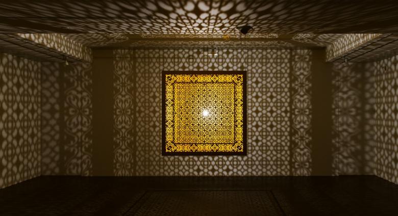 Anila Quayyum Agha, Hidden Diamond - Saffron, 2019, BCA Center.