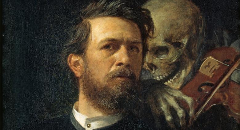 Arnold Böcklin, Self-Portrait with Death Playing the Fiddle, 1872. Oil on canvas. Nationalgalerie der Staatlichen Museen zu Berlin.