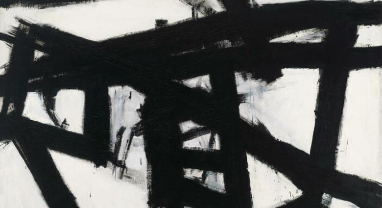 Franz Kline, Mahoning, 1956. Oil and paper on canvas, 80 3/8 × 100 1/2in. (204.2 × 255.3 cm), Whitney Museum of American Art, New York. https://whitney.org/collection/works/1997