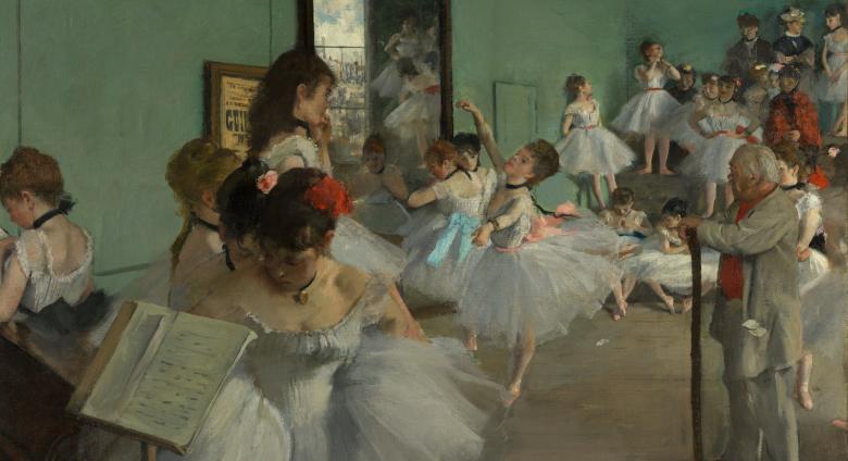 Edgar Degas, The Dance Class, 1874. Oil on canvas. 32 7/8 x 30 3/8 in. (83.5 x 77.2 cm). The Metropolitan Museum of Art.