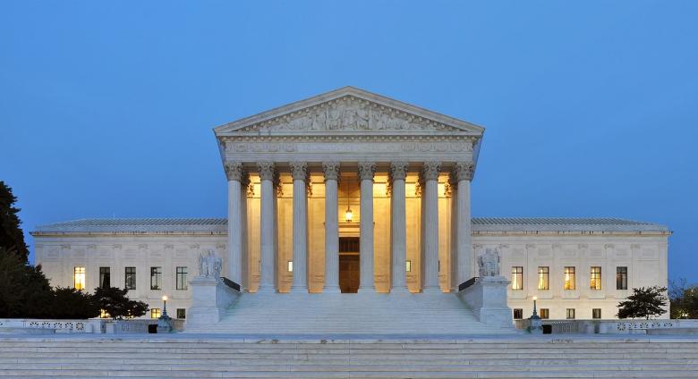 us supreme court building at dusk 