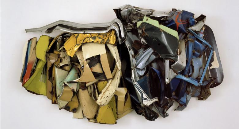 John Chamberlain, White Thumb Four, 1978. Painted and chrome-plated steel.