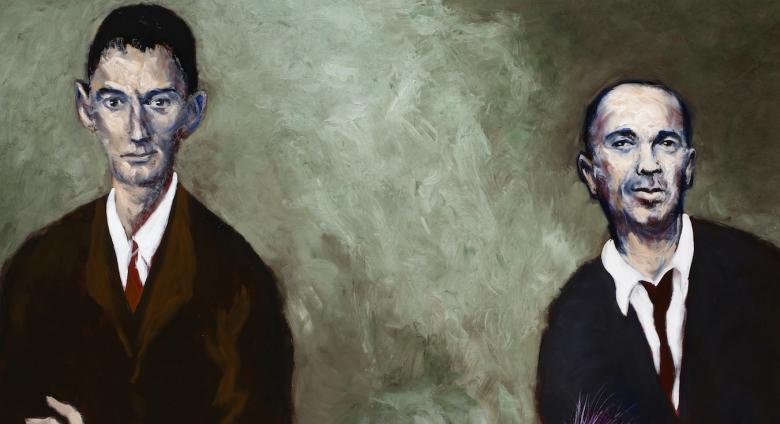 Gérard Garouste, La matre et l’écureuil (Portraits de Kafka et Chouchani), 2019. Oil on canvas. 63 × 73 6/8 in.