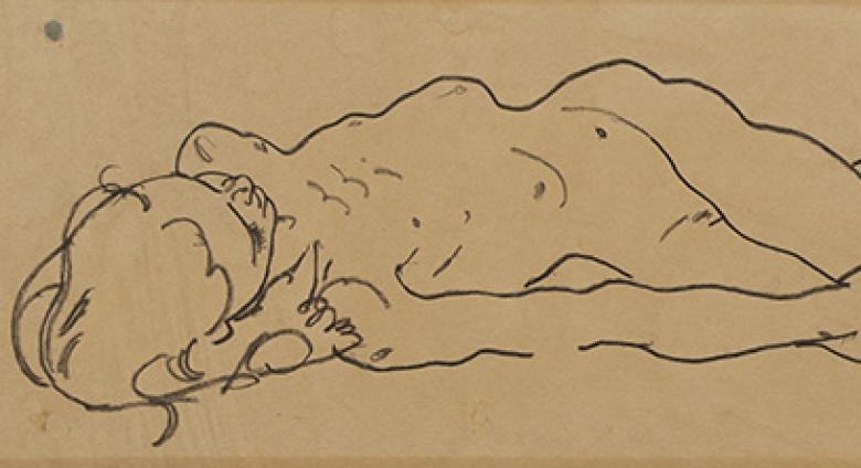 Egon Schiele, Reclining Nude Girl, circa 1918