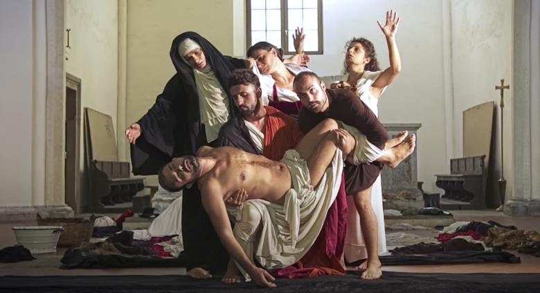 Performers recreate lamentation image