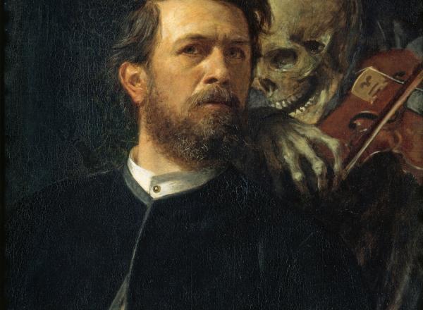 Arnold Böcklin, Self-Portrait with Death Playing the Fiddle, 1872. Oil on canvas. Nationalgalerie der Staatlichen Museen zu Berlin.