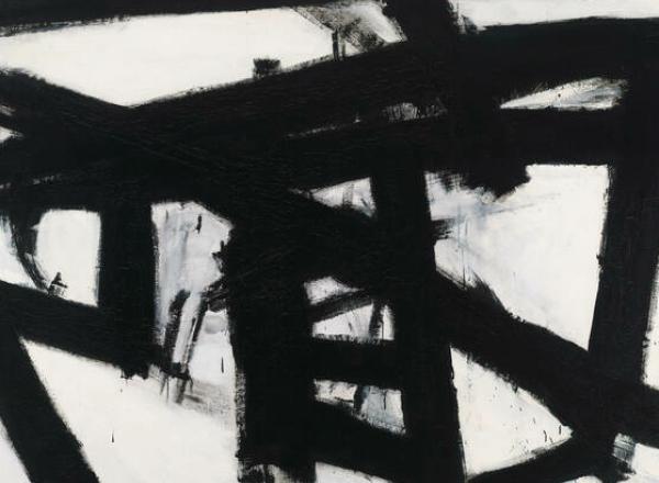 Franz Kline, Mahoning, 1956. Oil and paper on canvas, 80 3/8 × 100 1/2in. (204.2 × 255.3 cm), Whitney Museum of American Art, New York. https://whitney.org/collection/works/1997