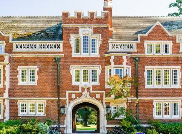 reed college building on a sunny, clear-sky day