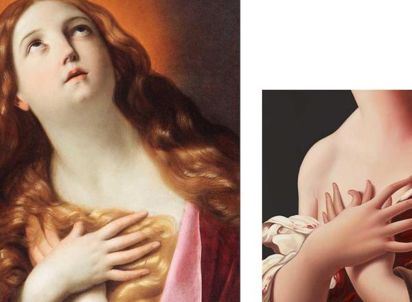 Guido Reni, The Penitent Magdalene, 1637 and Jesse Mockrin, Unyielding, 2023 at Robert Simon Fine Art