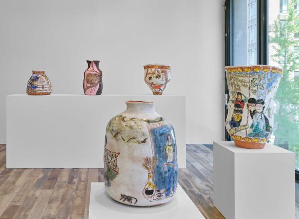 Installation view, ‘Jennifer Rochlin. Paintings on Clay,’ Hauser & Wirth New York, 22nd Street, 2 May 2024 – 12 July 2024. © Jennifer Rochlin