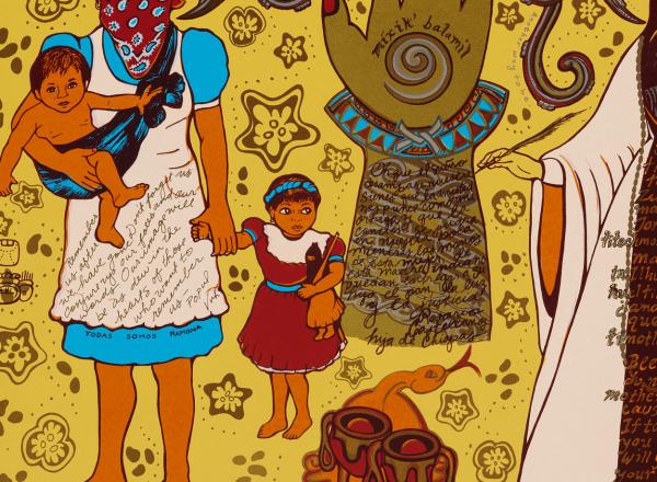 colorful poster showing indigenous women