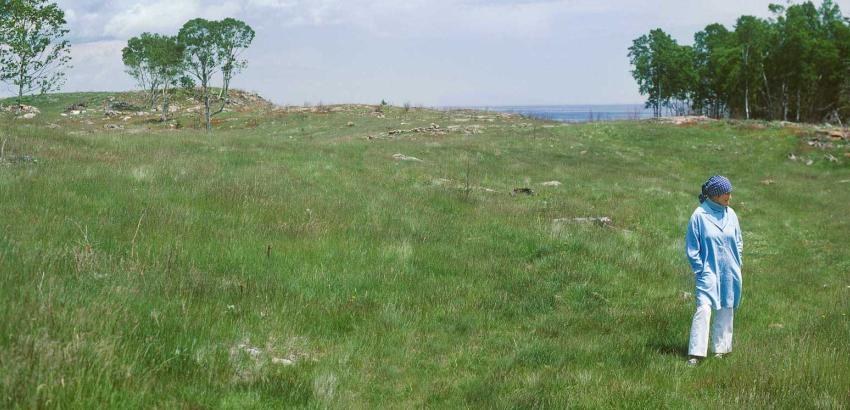 Betsy on one of the Wyeth's islands. Courtesy of and photo by Peter Ralston.